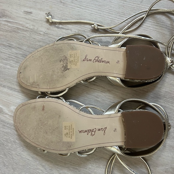 Sam Edelman Tihana Gold Snakeskin Strappy Gladiator Sandals - Picture 7 of 7